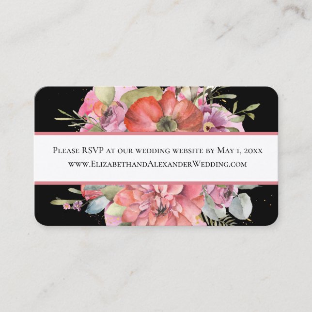 Simple Foliage, Wedding Website RSVP Mini Business Business Card (Front)