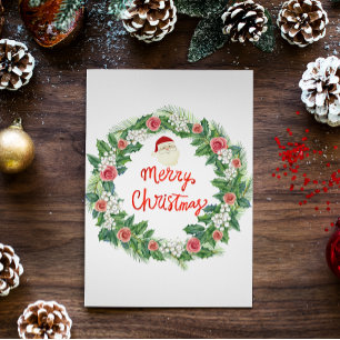 Simple Foliage Wreath 1 Photo Christmas Holiday Card