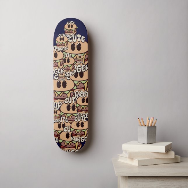 simple food cute burger gang  skateboard (Wall Art)