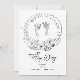 Simple foot baby Birth Announcements