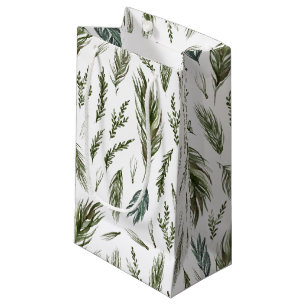 Simple Forest Botanicals Watercolor Christmas Small Gift Bag
