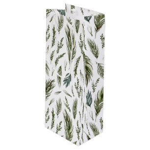 Simple Forest Botanicals Watercolor Christmas Wine Gift Bag