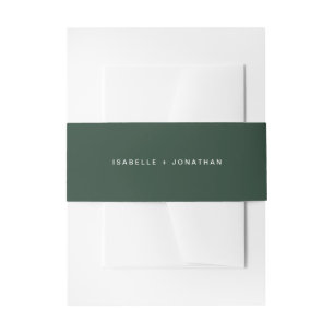 Simple Forest Green and White Wedding Invitation Belly Band