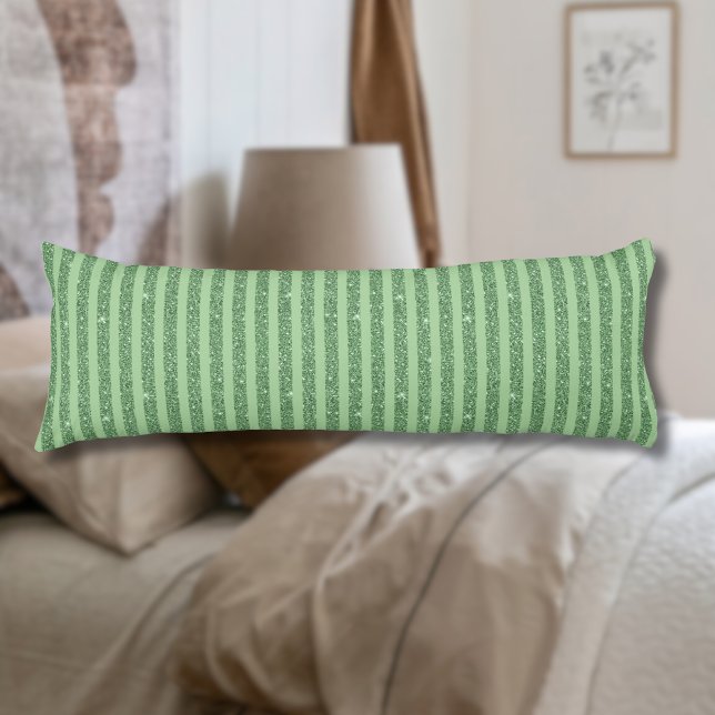 Simple Forest Green Glitter Style Vertical Stripes Body Cushion (Creator Uploaded)