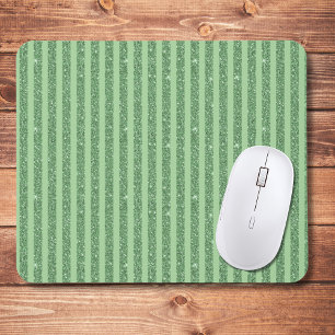 Simple Forest Green Glitter Style Vertical Stripes Mouse Mat