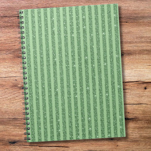 Simple Forest Green Glitter Style Vertical Stripes Notebook