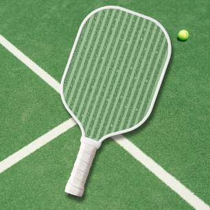 Simple Forest Green Glitter Style Vertical Stripes Pickleball Paddle