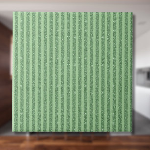 Simple Forest Green Glitter Style Vertical Stripes Tile