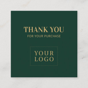Simple Forest Green & Gold Thank you Square Business Card