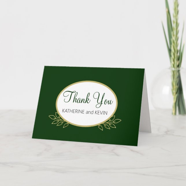 Simple Forest Green  Thank You Card (Front)