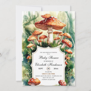 Simple Forest Mushroom Baby Shower Invitation