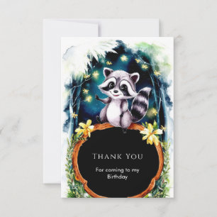 Simple Forest Racoon Birthday  Thank You Card