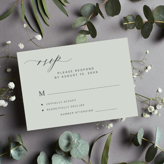 Simple forest sage green wedding RSVP card (Creator Uploaded)
