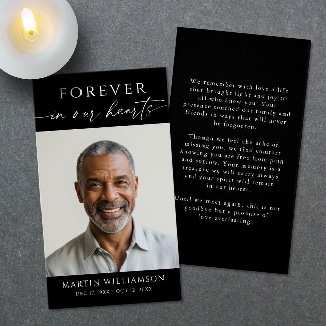 Simple Forever Hearts Photo Funeral Prayer Card (Creator Uploaded)