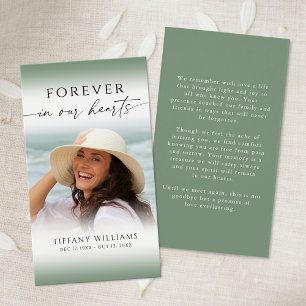 Simple Forever Hearts Photo Memorial Prayer Card
