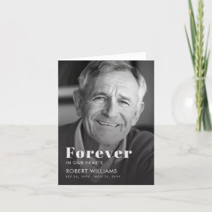 Simple Forever In Our Hearts Photo Funeral Program Card