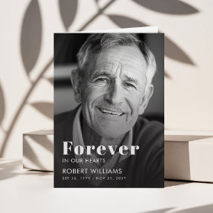 Simple Forever In Our Hearts Photo Funeral Program Card