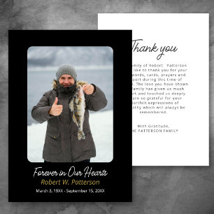 Simple Forever in our Hearts Photo Funeral  Thank You Card