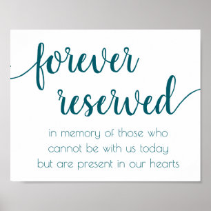 Simple Forever Reserved Teal Aqua Memorial Poster