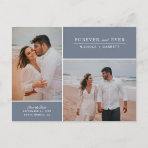 Simple Forever Two Photo Save the Date Dusty Announcement Postcard