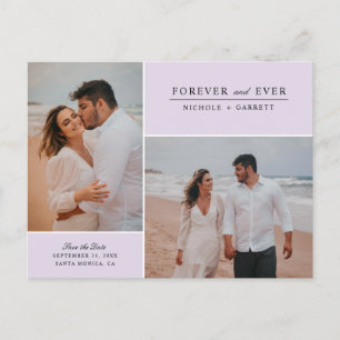 Simple Forever Two Photo Save the Date   Lilac Announcement Postcard