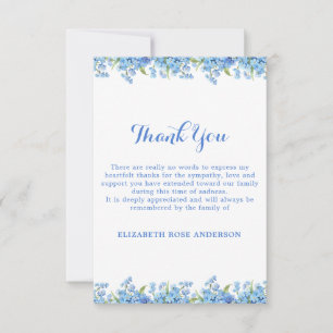 Simple Forget Me Not Floral Blue Memorial Funeral Thank You Card