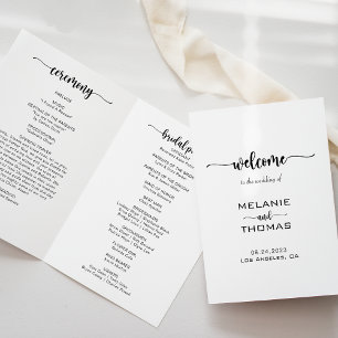 Simple Formal Calligraphy Trifold Wedding Program