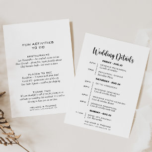 Simple Formal Calligraphy Wedding Itinerary Card
