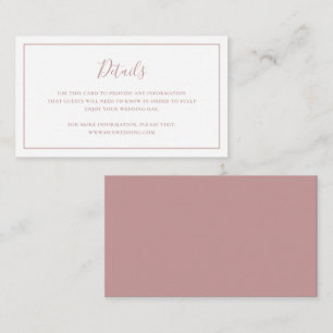 Simple Formal Dusty Rose Pink Elegant Wedding Enclosure Card