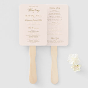 Simple Formal Elegant Gold Blush Wedding Program Hand Fan