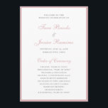 Simple Formal Elegant Pink Dusty Rose Wedding Programme<br><div class="desc">Simple wedding program with a thin border along with your names and headers in an elegant script in dusty rose pink.  The classic,  traditional layout makes this design great for a formal wedding.</div>