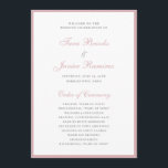Simple Formal Elegant Pink Dusty Rose Wedding Programme<br><div class="desc">Simple wedding program with a thin border along with your names and headers in an elegant script in dusty rose pink.  The classic,  traditional layout makes this design great for a formal wedding.</div>