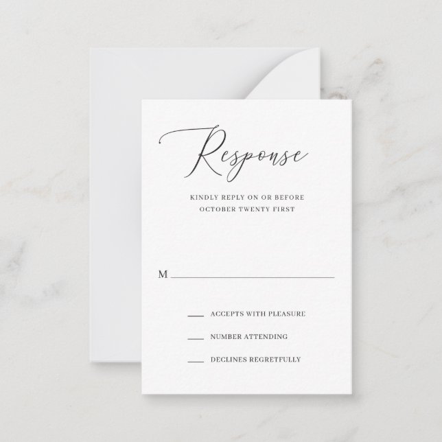 Simple Formal Elegant Wedding Mini RSVP Card (Front)