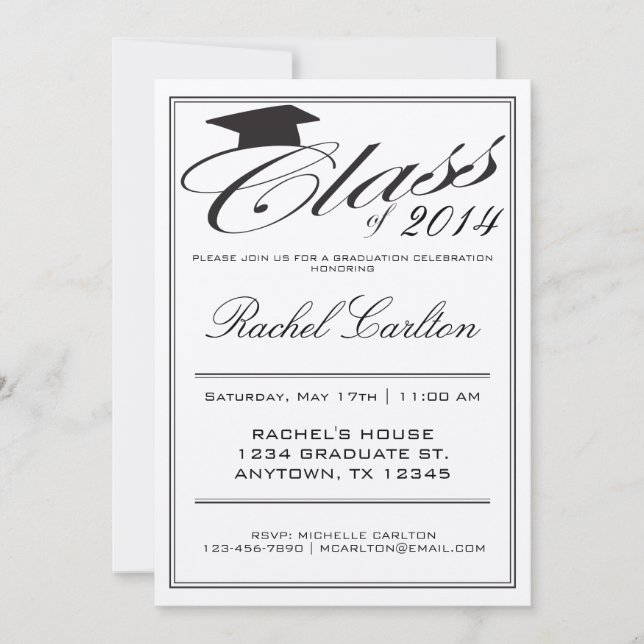 Simple Formal Graduation Celebration Invitation (Front)