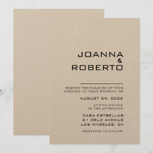 Simple Formal Kraft Wedding Invitation