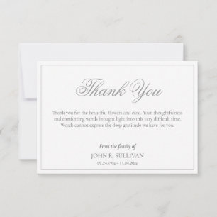 Simple Formal Script  Funeral Thank you Card