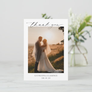 Simple Formal Traditional Photo Classic Wedding Thank You Card