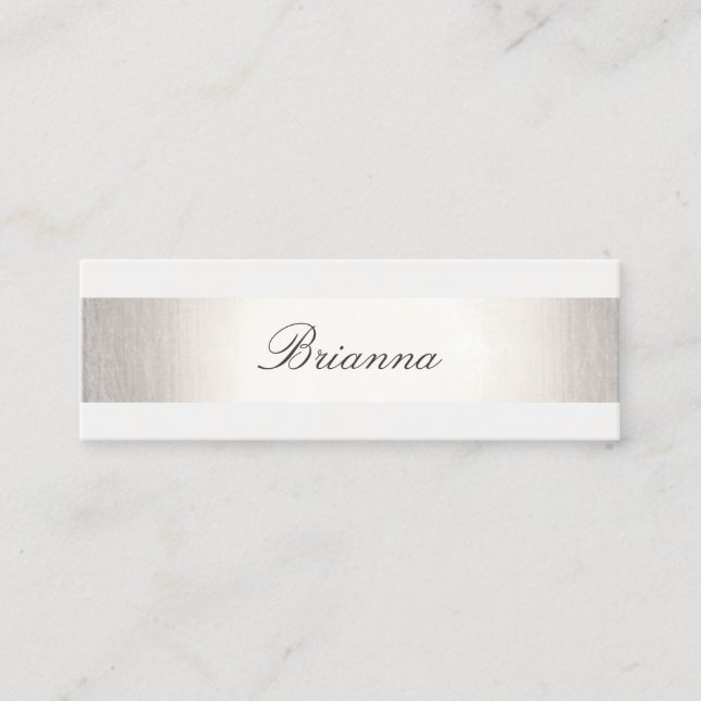 Simple Formal Wedding Consultant Silver Striped Mini Business Card (Front)