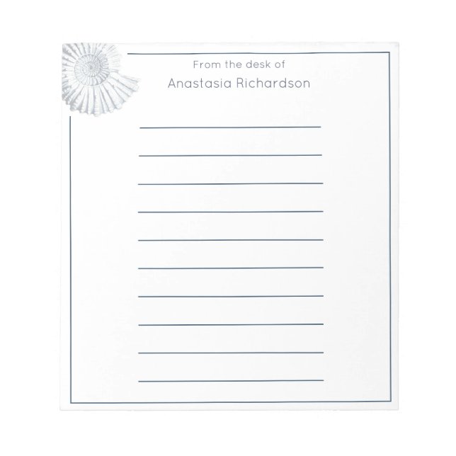 Simple Fossil Shell Pastel Blue from the desk of Notepad (Front)