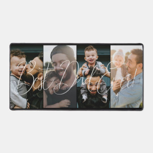 Simple Four Photo Collage Best Dad Script Desk Mat