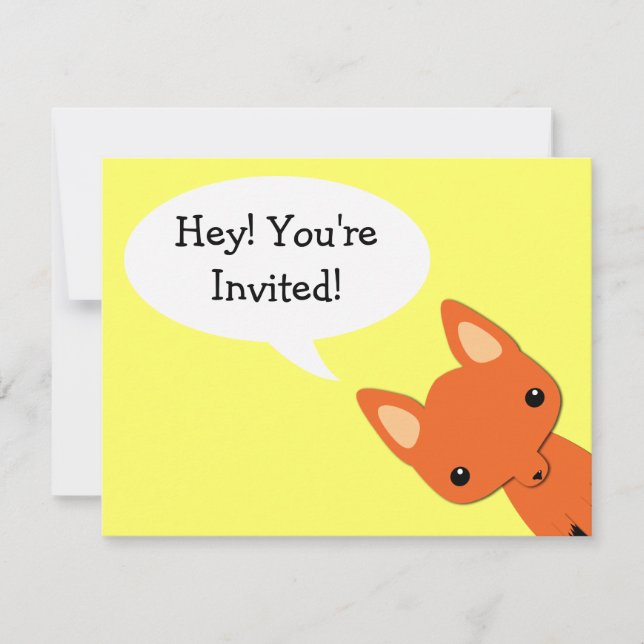 Simple Fox bear Birthday Invitation (Front)