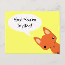 Simple Fox bear Birthday Invitation