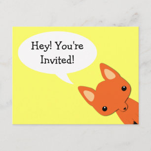 Simple Fox bear Birthday Invitation