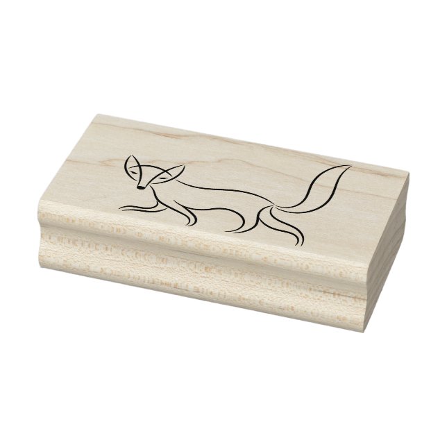 Simple Fox Line Drawing Rubber Stamp (Stamp)