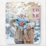 Simple Frame Add your Photo with Love Mouse Mat<br><div class="desc">This trendy mouse pad lets you add your own photo by using the template,  and overlays it with a simple geometric frame and a pink square with the word "Love" and a heart behind the letters. A great gift for the grandparents or other family members!</div>