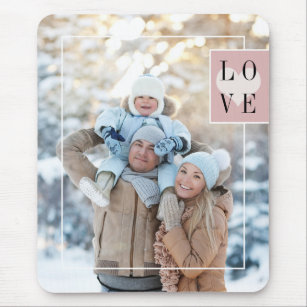 Simple Frame Add your Photo with Love Mouse Mat