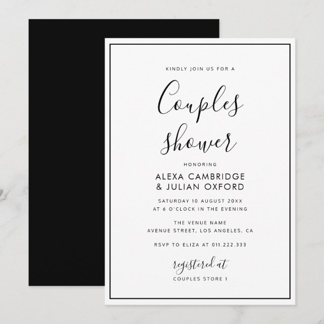 simple frame couples shower invitation (Front/Back)