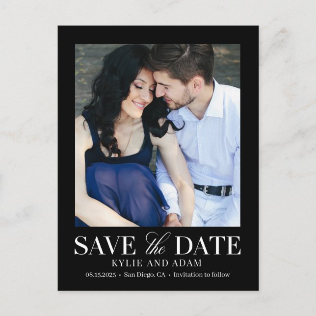 Simple Frame EDITABLE COLOR Save The Date Postcard (Front)