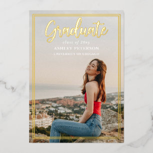 Simple Frame Gold Script Photo Graduation