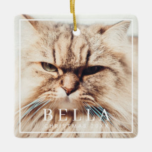 Simple Frame Modern Chic Family Pet Photo Holiday Ceramic Ornament
